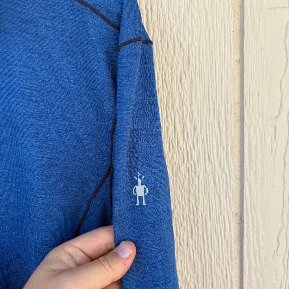 Smartwool Merino Sport 150 Long Sleeve 1/4 Zip Men's Large Blue Outdoor Gorpcore - Picture 5 of 10